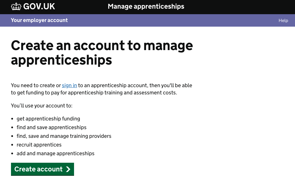 Manage apprenticeships account on the Governments Apprenticeship Service